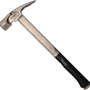 Boss Hammer 16 oz. Pro Series Titanium Hammer with Over-Molded No-Slip Rubber Grip - Construction Grade, Dual Side Nail Pullers, Smooth Face - Made in the USA - BH16TIS
